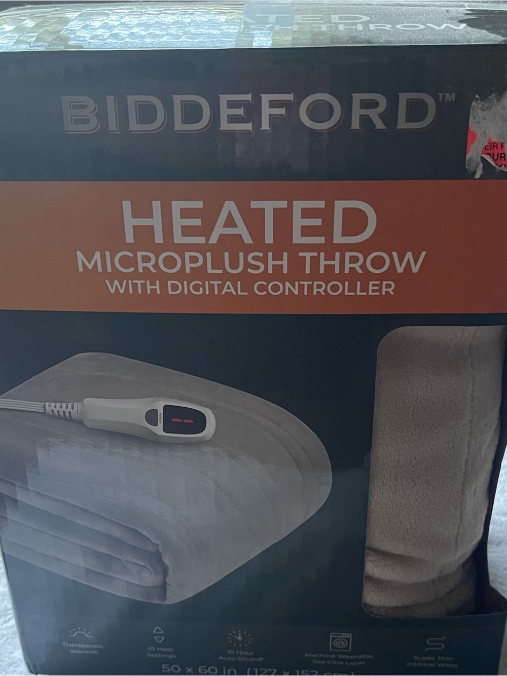 Biddeford Heated Microplush Plush Throw with digital controller